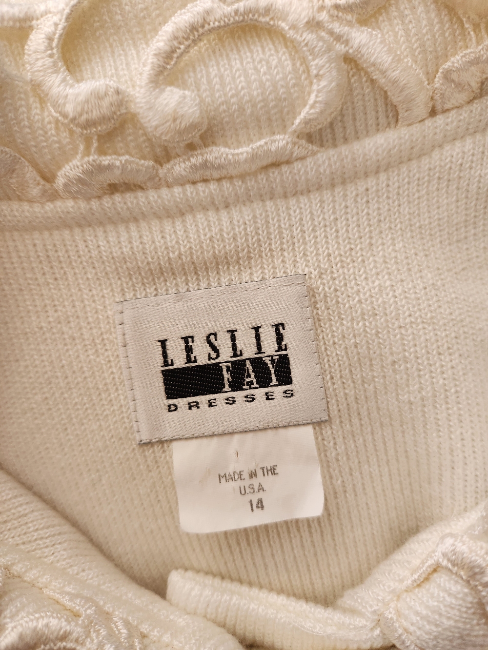 Vintage Leslie Fay Cream Double-Breasted Knit Blazer • Rich Girl • Size 14 - Picture 7 of 8